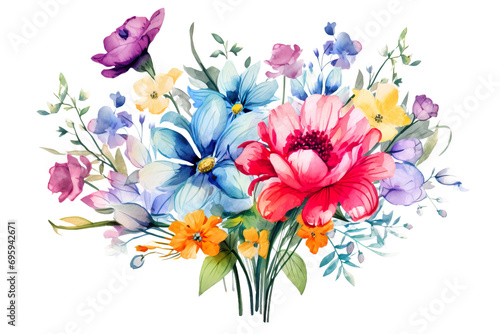 Watercolor brush strokes in the shape of a bouquet of flowers. isolated on white background.
