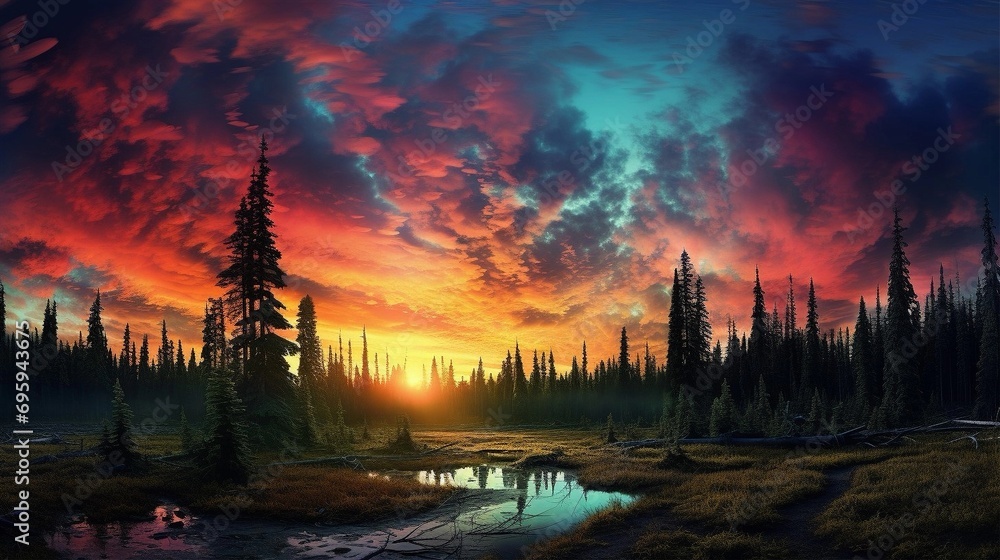 sunset overlooking a forest