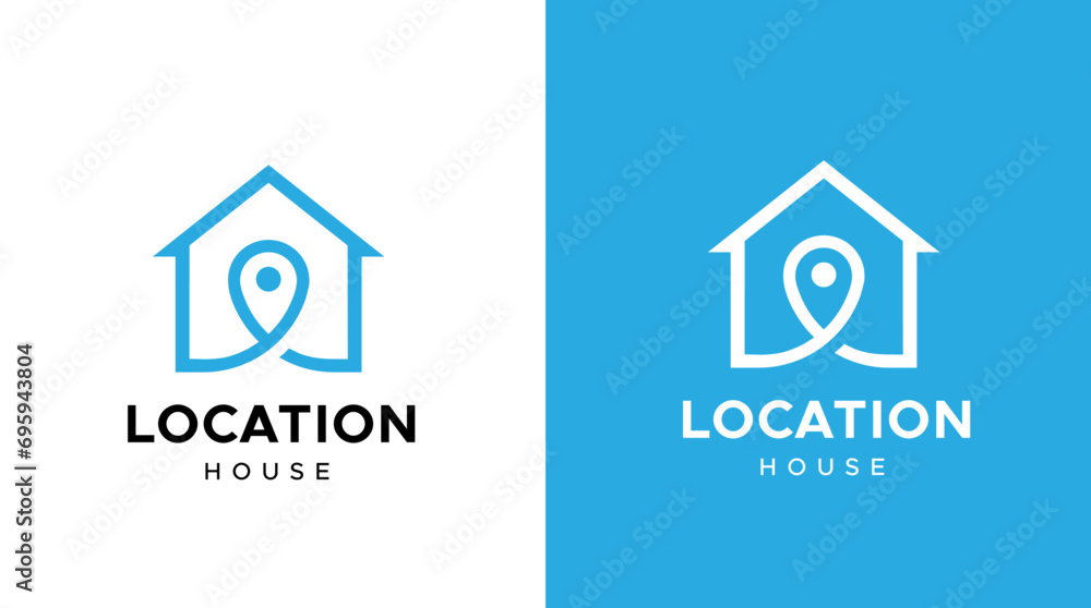 House Logo. White and blue House location Symbol. Usable for Real Estate, Construction, Architecture and Building Logos. Flat Vector Logo Design Template Element. House Logo. White and blue House location Symbol. Usable for Real Estate, Construction, Architecture and Building Logos. Flat Vector Logo Design Template Element.