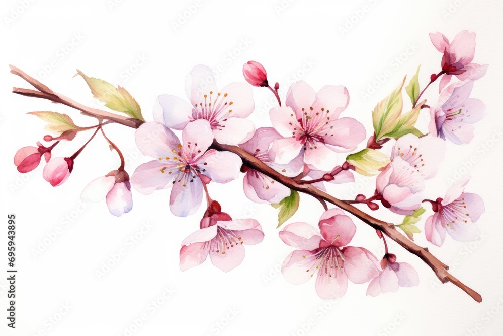 cherry blossom branch watercolor design