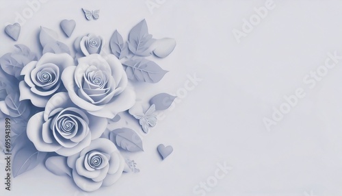 Valentine's Day-themed background image with romantic hues like reds and pinks feature symbols like hearts, roses, and Cupid. there are designated areas for promotional text and the company logo.