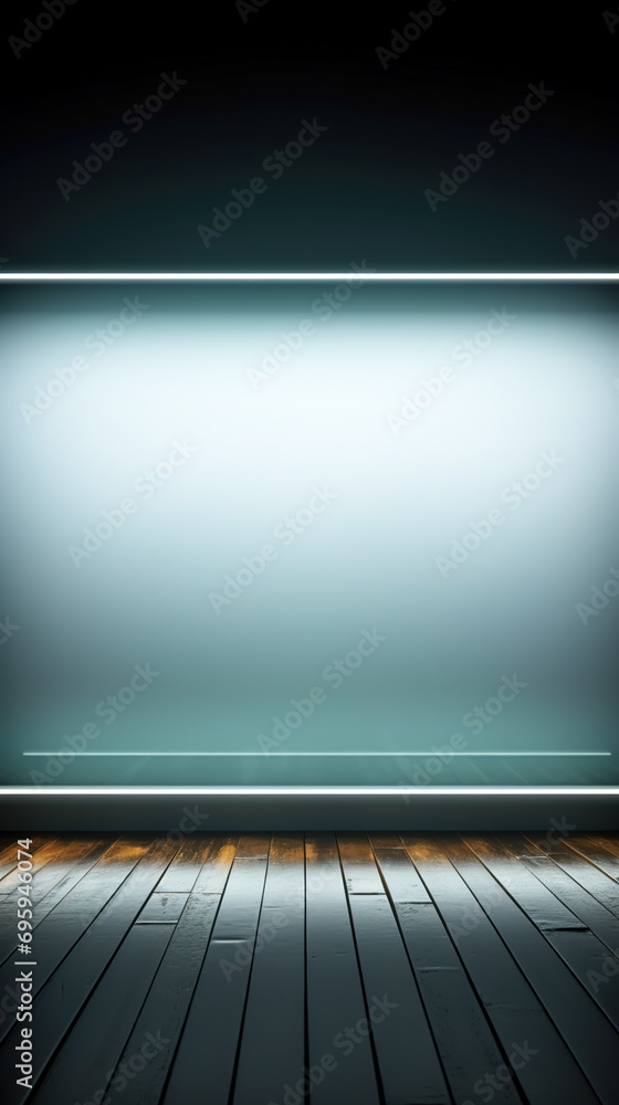 Front view of transparent podium and blank space in dark interior background. Front view of transparent podium and blank space in dark interior background.