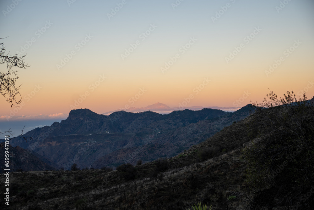 sunrise in the mountains canary island