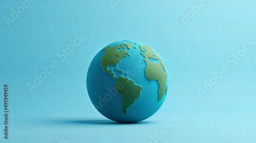 Minimalist 3D Earth on Blue Background