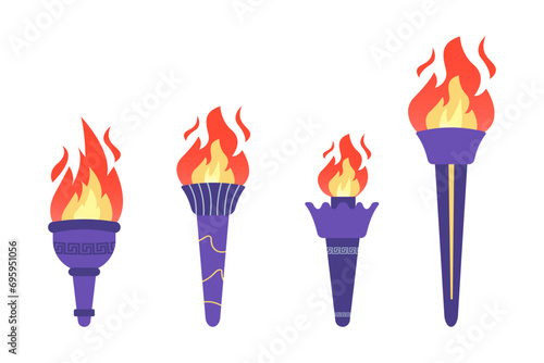 Olympus torch with fire flat style