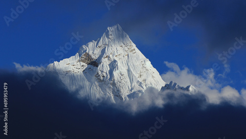 Snow covered peak of Mount Ama Dablam, Nepal.