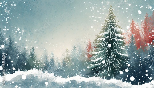 winter tree holiday snow background beautiful christmas border art design © Aedan