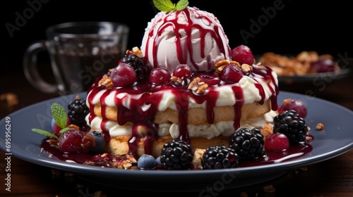 Nuts Tartlet Blackberry Ice Cream, Background Image, Background For Banner, HD