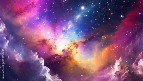 space galaxy colorful nebula background universe magic starry sky gas cloud in deep outer cosmos generative ai