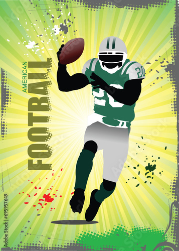 American football player poster. Vector illustration