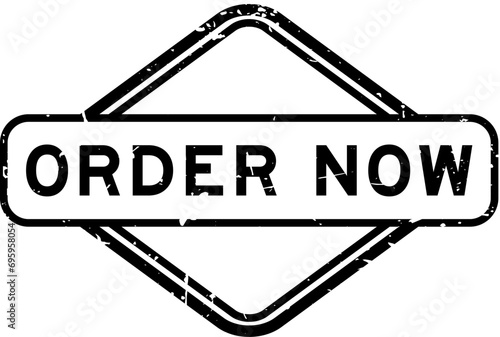 Grunge black order now word rubber seal stamp on white background