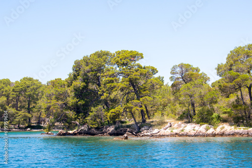 Panoramic view of the landscape in the St. Anthony Channel in the state of Šibenik-Knin Croatia 