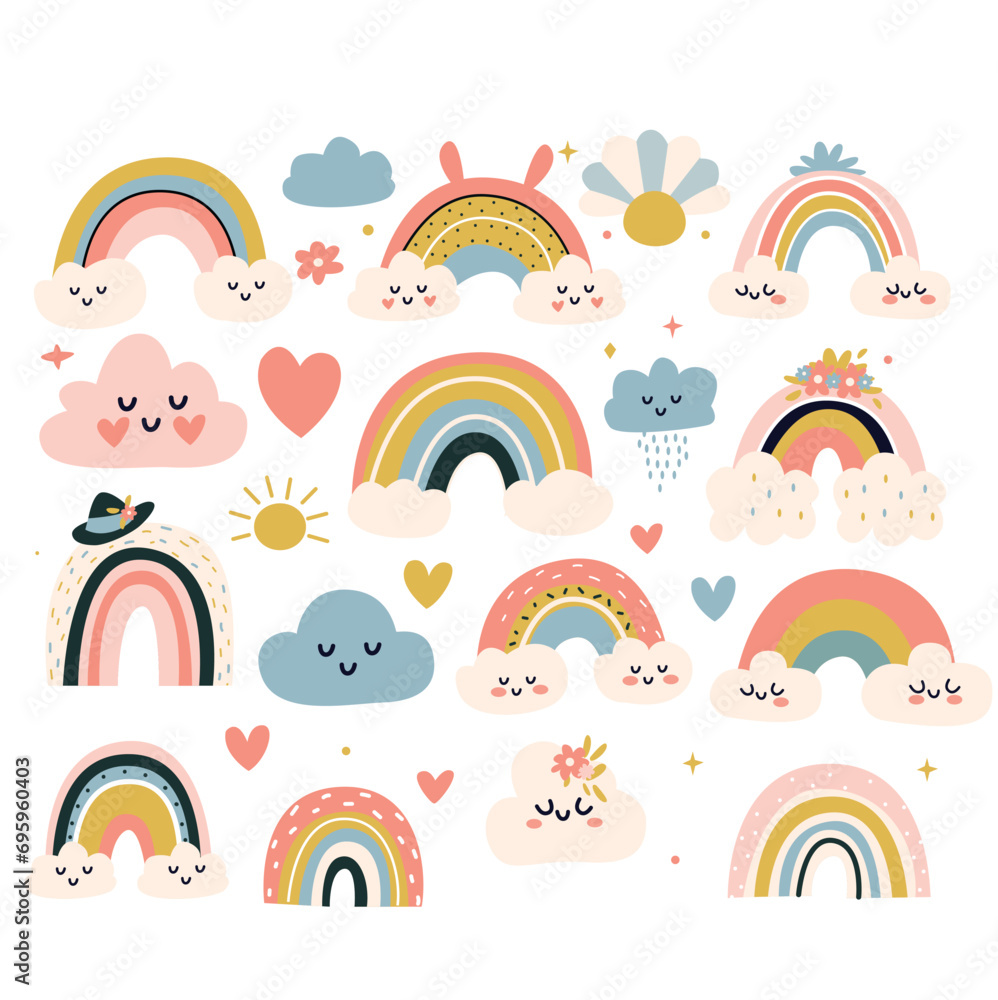 rainbow set. Vector illustration in scandinavian style. rainbow set. Vector illustration in scandinavian style.