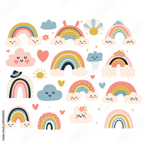rainbow set. Vector illustration in scandinavian style.