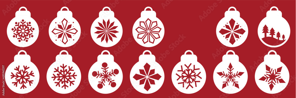 christmas white ornaments with snowflakes bundle on red background illustration clipart, christmas ball with snowflakes, Ornamental snowflakes, Decorative ornaments, Christmas balls theme
christmas white ornaments with snowflakes bundle on red background illustration clipart, christmas ball with snowflakes, Ornamental snowflakes, Decorative ornaments, Christmas balls theme