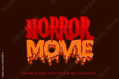 Horror movie 3d text effect in with dark background