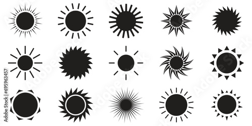 Sun icon set. Vector flat design.sun star icons.Collection of sun stars for use in as logo or weather icon.solar isolated icon, sunshine, sunset collection, summer, sunlight – stock vector
