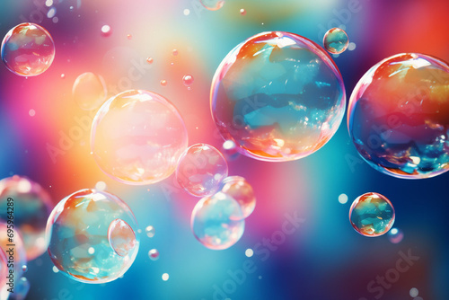 Soap bubbles, abstract multicolored background