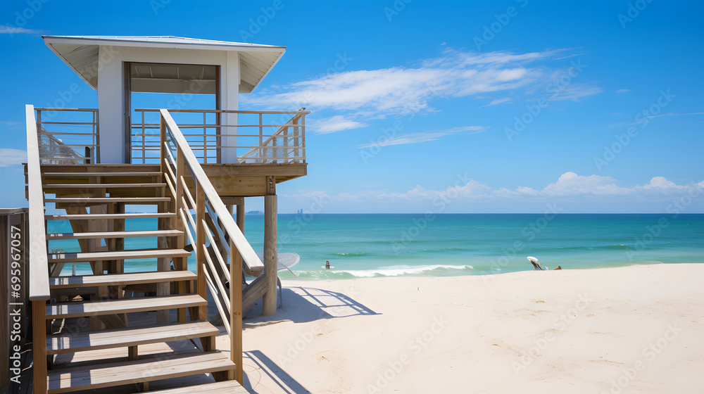 Fototapeta premium Beachside Lifeguard Station Overlooking the Ocean