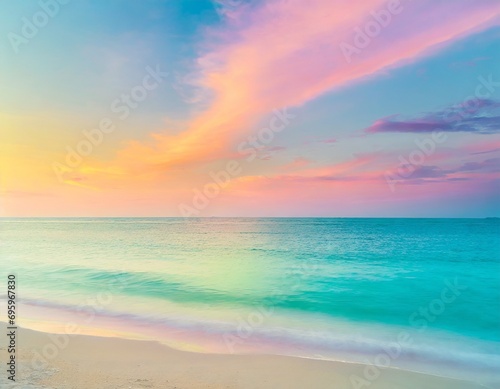 White sandy beach with gentle pastel colors © ちはる 宮﨑