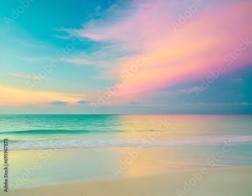 White sandy beach with gentle pastel colors © ちはる 宮﨑