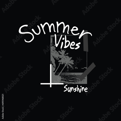 sunshine Summer Vibes typography beach palm tree t shirt design
