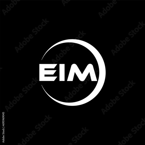 EIM letter logo design with black background in illustrator, cube logo, vector logo, modern alphabet font overlap style. calligraphy designs for logo, Poster, Invitation, etc. photo