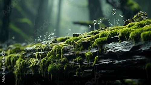 Wet Moss On Rock Horizontal Photo, Background Image, Background For Banner, HD