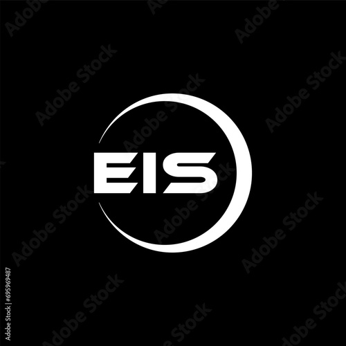 EIS letter logo design with black background in illustrator, cube logo, vector logo, modern alphabet font overlap style. calligraphy designs for logo, Poster, Invitation, etc.