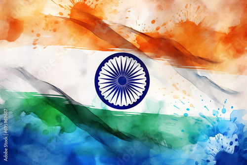Indian national flag background illustration for festival, ai generative photo