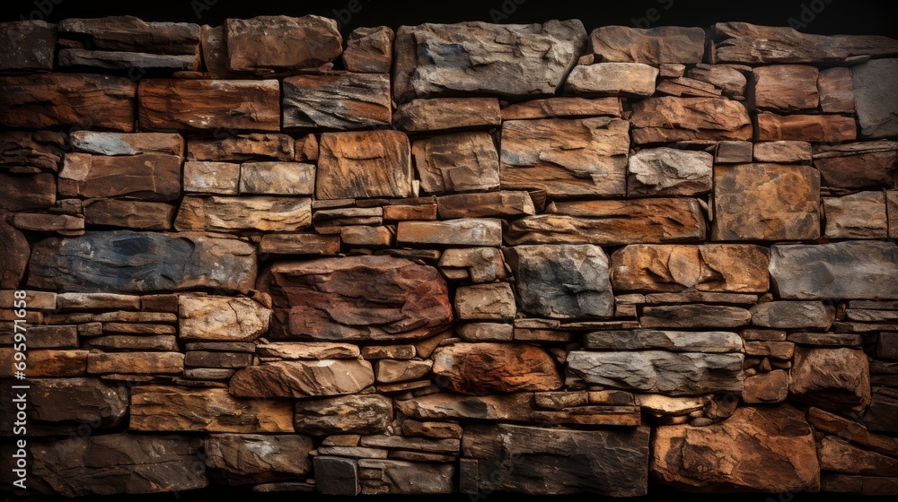 Fototapeta premium Antique Block Wall Brickwall Rough Stonelaying, Background Image, Background For Banner, HD