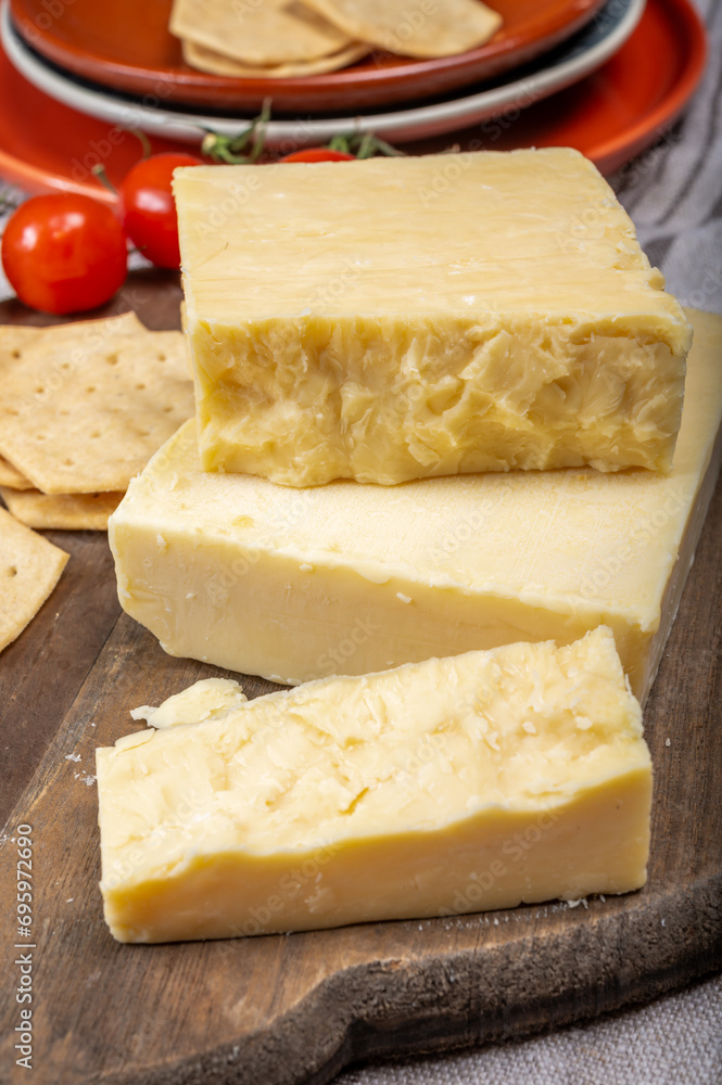 British cheeses collection, Scottish coloured and English matured cheddar cheeses British cheeses collection, Scottish coloured and English matured cheddar cheeses