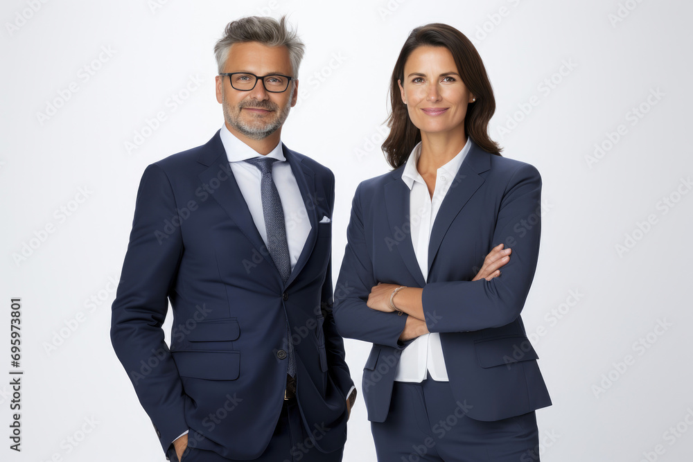 Cheerful Business Partners on White Background Cheerful Business Partners on White Background