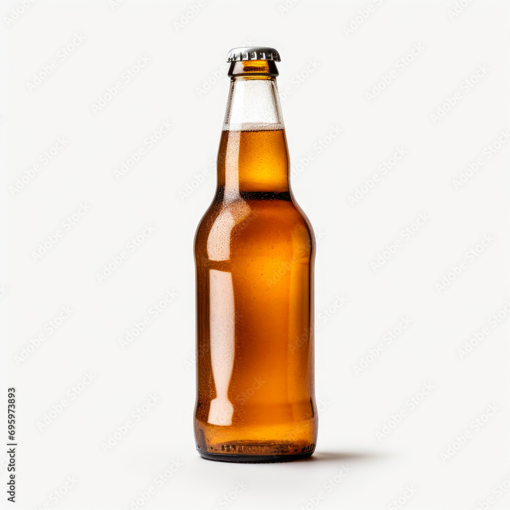 Refreshing Beer Bottle on Pure White Refreshing Beer Bottle on Pure White