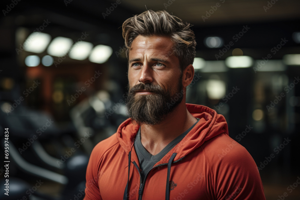 Young man with beard in a gym Young man with beard in a gym