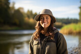 Smiling Fisherwoman: A Bright Day on the River