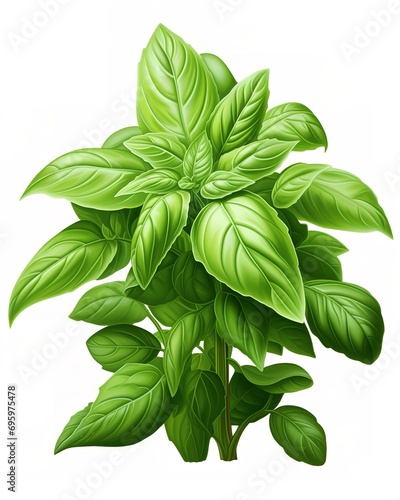 Plant of beauty fresh basil for home wall decor art poster. Printable basil flower concept. Modern drawing design cartoon style