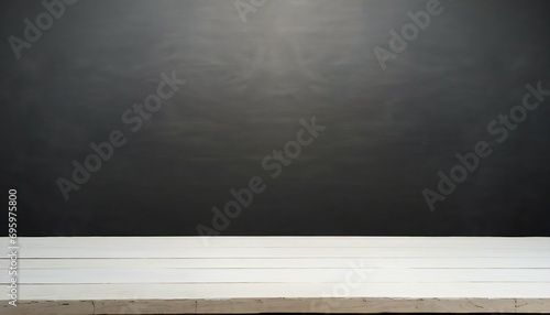 empty blackboard on wooden wall panoramic banner mockup for display of product.