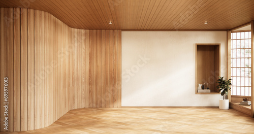The shelf wall on modern room japanese style. 3D rendering photo