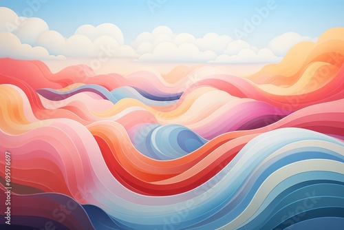 Artistic Clouds and Waves in Soft Pastel Tones - Abstract Zen Art