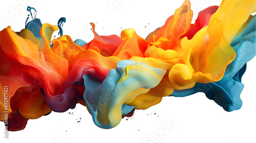 colorful paint spill isolated on transparent background