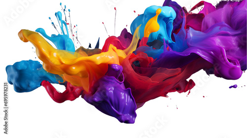 colorful paint spill isolated on transparent background photo
