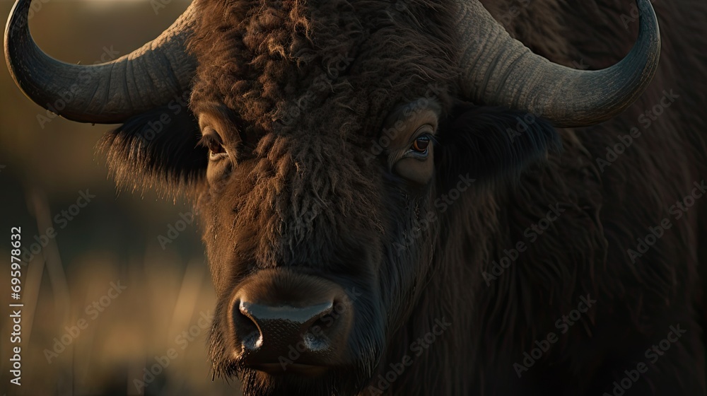 Illustration of Buffalo in the Wild looking for grass to eat Illustration of Buffalo in the Wild looking for grass to eat