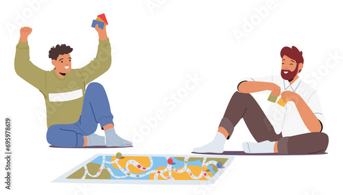 Two Men Sit Cross-legged On The Floor, Engrossed In A Board Game. Concentration Fills The Room As Strategic Moves
