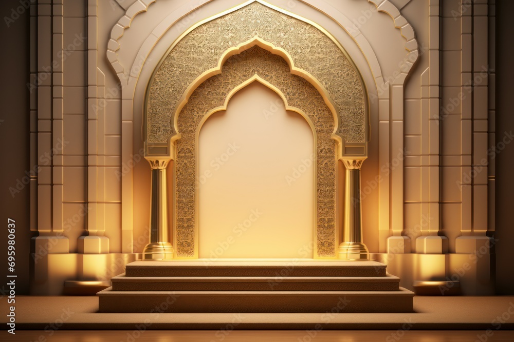 Sturdy Islamic podium. Podium cannon mosque. Generate Ai