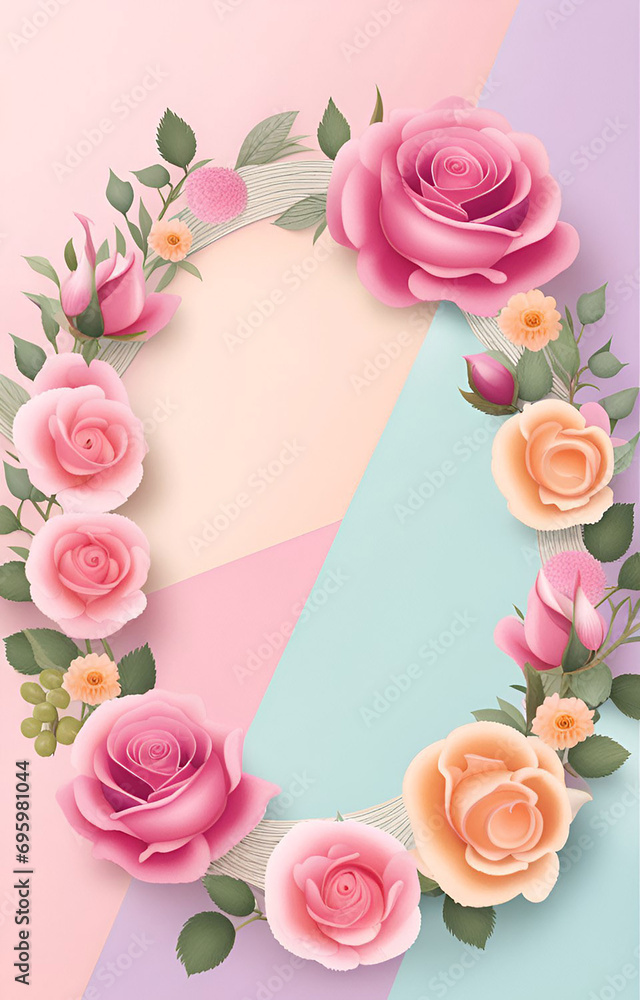 pink roses with card
