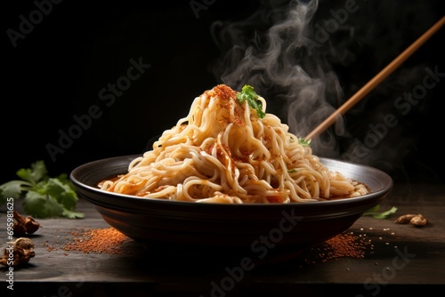 Satisfying Japanese chinese noodle. Cuisine meal. Generate Ai