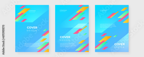 Colorful colourful vector simple geometric abstract shapes covers. Creative templates for report, corporate, ads, branding, banner, cover, label, poster, sales © Roisa