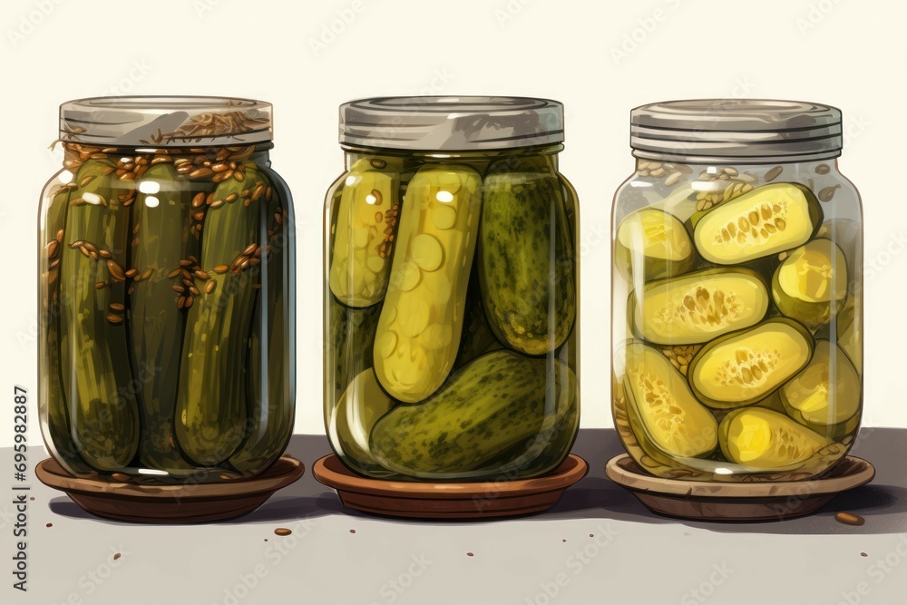 Green Jar pickles. Food glass snack. Generate Ai Green Jar pickles. Food glass snack. Generate Ai