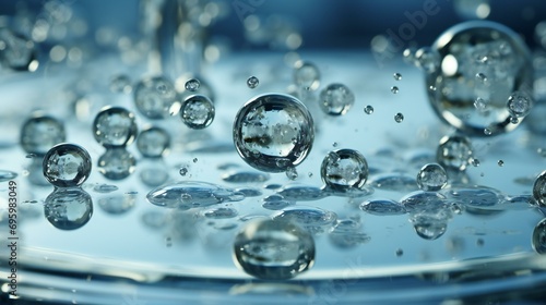 Clear water droplet dance. An abstract composition featuring clear water droplets in a mesmerizing dance, creating a refreshing and vibrant backdrop